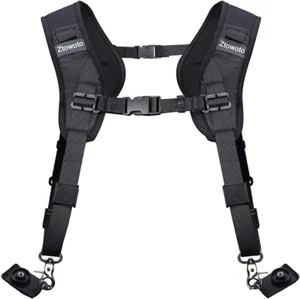 Double Shoulder Camera Strap Harness Quick Release Adjustable Dual Camera Tether - Picture 1 of 6