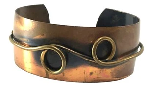Vintage Modernist Copper Cuff Bracelet with Looped Wire Design MCM - Picture 1 of 6