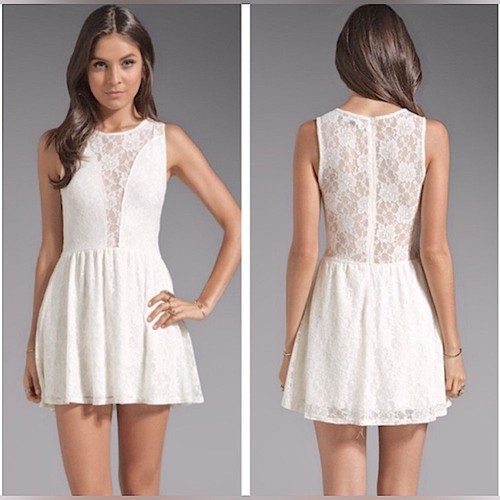 OFF WHITE For Love & Lemons Lulu mini abito in pizzo bianco sporco taglia XS