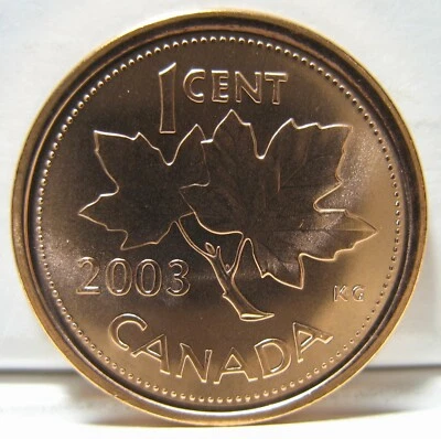 Canada 2003-p 1-cent ( Old Effigy, Crowned ) Magnetic BU ( From a new roll ) - Image 1 of 2
