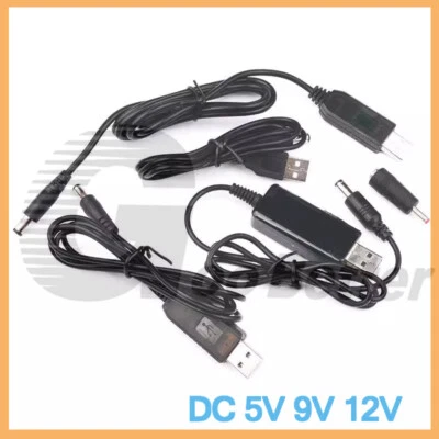 USB Charging Power Charger Cable Lead Wire DC 5V 9V 12V 2.1mm x 5.5mm Power Plug - Image 1 of 4