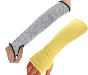 Protective 18" Grey Arm Sleeves Cut Heat Resistant Anti Slash Arm & Wrist Gaurds - Picture 1 of 24
