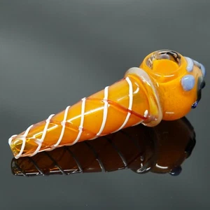 Handmade Orange Flavor Ice Cream Cone Smoking Glass Pipes 6 inch - USA Seller - Picture 1 of 5