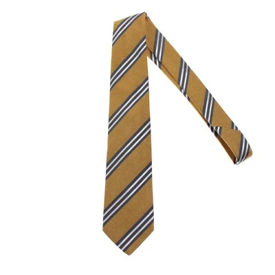 Corbata Kiton nueva sin etiquetas seda/algodón siete pliegues amarillo melange con rayas azules/blancas Foto 1 de 4