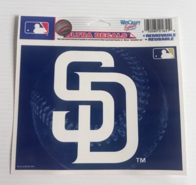 (5) PACK - SAN DIEGO PADRES Ultra Decal Baseball Reusable 4.5" x 5.5"  - Image 1 of 2