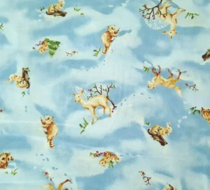 2 yd 32" O' Snowy Night Carrie-Along-Quilts Red Rooster Forest Animal Blue Snow - Picture 1 of 2
