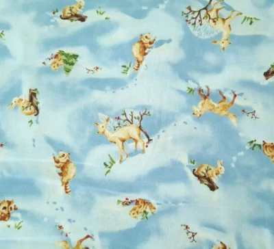 2 yd 32" O' Snowy Night Carrie-Along-Edredones Gallo Rojo Bosque Animal Azul Nieve Foto 1 de 2