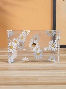 Clear Flower Card Holder Daisy Coin Bag Small Wallet Card Holder Small Purse - Picture 1 of 5