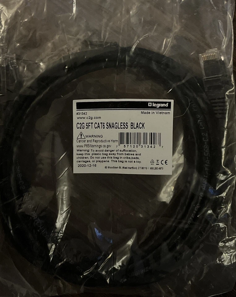 Cables To Gokvm & Networking 31342 5ft Cat 6 Patch Cable Black 550mhz - Image 1 of 1