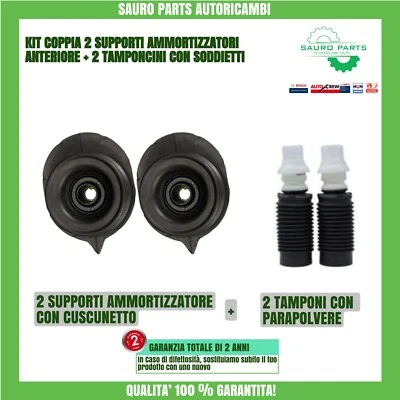KIT 2 SUPPORTI AMMORTIZZATORI ANTERIORI + TAMPONI PER FIAT PANDA 169/PUNTO/500 - Immagine 1 di 3