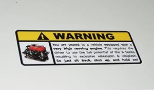 B Serie Warn Aufkleber B16 B18 B20 Civic Integra Accord Crx Vtec - Picture 1 of 1