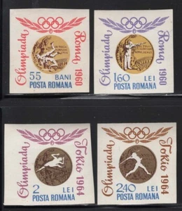 Romania 1964 Perf & Imperf Olympic Gold Medals set Sc# 1691-98 NH - Picture 1 of 4