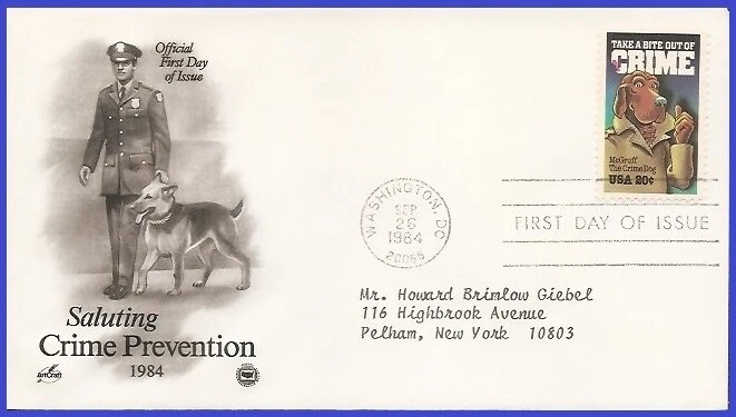 USA3 #2102 ADDR PCS ARTCRAFT FDC   Crime Prevention - Image 1 of 1