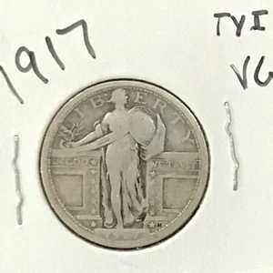 1917 Type 1 Standing Liberty Silver Quarter E8842 - Picture 1 of 4