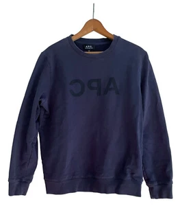 Felpa APC Logo Navy Nera 100% Cotone Maglia Donna Taglia M - Foto 1 di 9