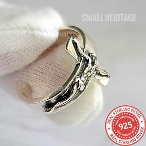 Crucifix Ring Adjustable 925 Sterling Silver Jewelry Resizable Opening 7-12 Size - Picture 1 of 9