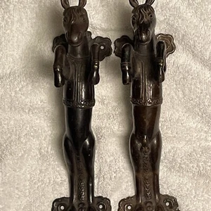 VINTAGE HIS & HER’S ANATOMICAL BRASS DOOR PULLS - Picture 1 of 24