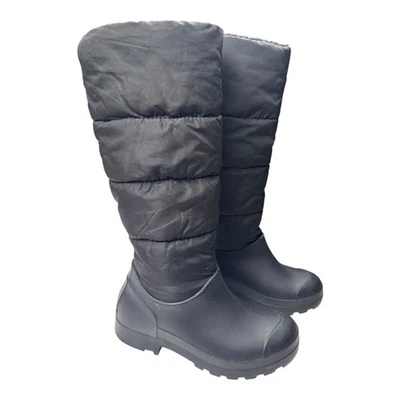 Dirty Laundry Black Puffer Tall Rain Boots Womens 6 Winter Snow Cold Weather - Image 1 of 4