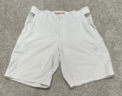 Мужские шорты Simms Guide Series Lg Бежевый Эластичный Талия Грузовой HIke Рыбалка ЧИТАЙТЕ - Изображение 1 из 4