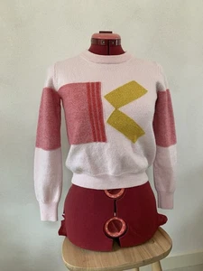 Felted Shrunken Kenzo Pink Wool Cropped Jumper Size XS - Picture 1 of 4
