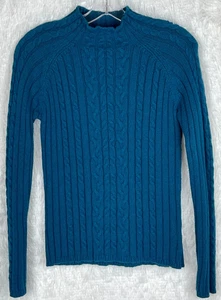 Suéter tejido con cable St. John's Bay M LS verde azulado simulado cuello alto mezcla de angora vintage - Imagen 1 de 10
