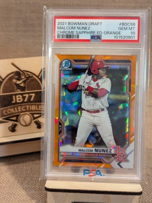 2021 Malcom Nunez Bowman Chrome Sapphire Draft ORANGE REFRACTOR #23/25 PSA 10 🔥 - Image 1 of 2