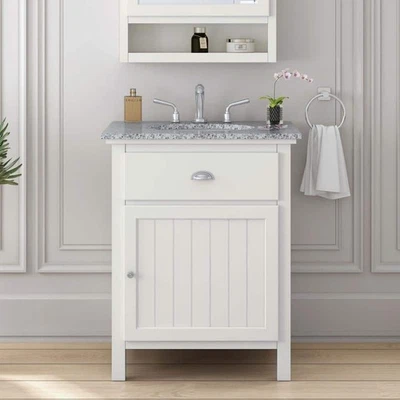 Ridgemore 28 in. Single Sink White Bath Vanity with Gray Granite Top (Assembled) - Image 1 of 4
