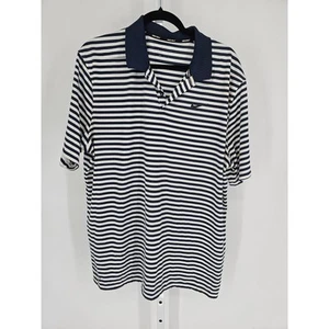 Nike Golf Mens Sz XL Short Sleeve Polo Shirt Navy and White Striped Dri-Fit - Picture 1 of 4