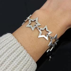 Stern Armband Silberfarbenes Offenes Stern Gliederarmband Schmuck - Bild 1 von 15