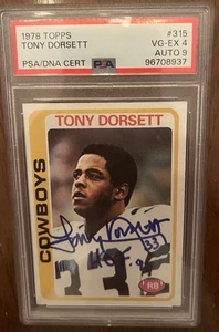 Tarjeta de novato 1978 Topps Cowboys Tony Dorsett firmada/inscrita PSA 4 grado automático 9 - Imagen 1 de 2