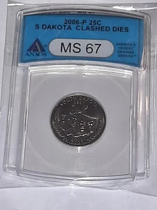 2006-D 25C ANACS MS67 - Clad South Dakota Quarter ERROR CLASHED DIES GREAT - Picture 1 of 4