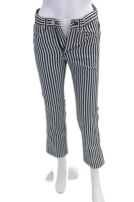 Rag & Bone Womens Cotton Zip Button Straight Leg Stripped Pants White Size EUR 2 - Image 1 of 4