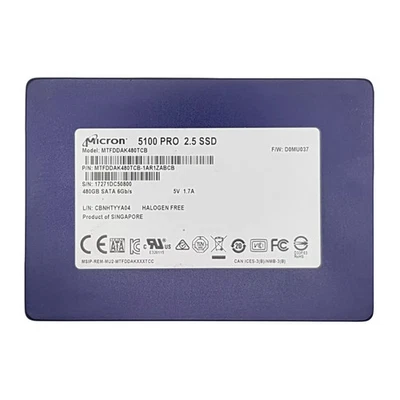 Micron (MTFDDAK480TCB) 480GB 5100 PRO (SFF 2.5in) SATA-III 6G SSD - Image 1 of 3
