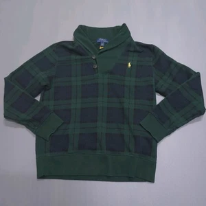 Polo Ralph Lauren sweatshirt Youth Sz L 14-16 Blackwatch Plaid Shawl Kids Fleece - Picture 1 of 12