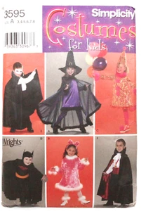 Simplicity 3595 Sewing Pattern Costumes Halloween Dracula Batman Witch Size A - Picture 1 of 5