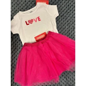 NWT Gymboree Valentine Heart Love Top & Hot Pink Tulle Twirl TuTu Skirt 5 LOT - Picture 1 of 10