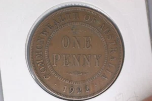 1922 - L - Australia - Penny - KGV - Flat Based Letters on Reverse (R7) - aF - Picture 1 of 2