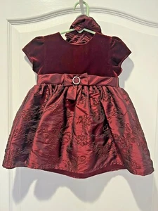 VESTIDO FORMAL GEORGE INFANTIL DE TERCIOPELO Y SATÉN CON FLORES A JUEGO - TALLA 12 MESES - Imagen 1 de 7