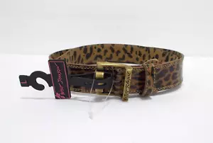New Betsey Johnson Cheetah Animal Print Belt Women's Size L Gold Buckle NWT - Picture 1 of 6