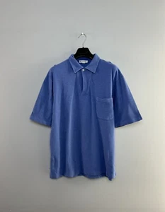 Camisa polo vintage para hombre Loro Piana manga corta bolsillo en el pecho azul oscuro talla XL - Imagen 1 de 6