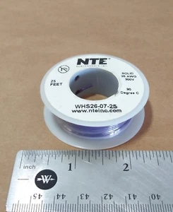 ( 25 FT Spool ) NTE WHS26-07-25 ( 26 AWG ) Solid Hook Up Wire 300V ( Purple ) - Picture 1 of 3