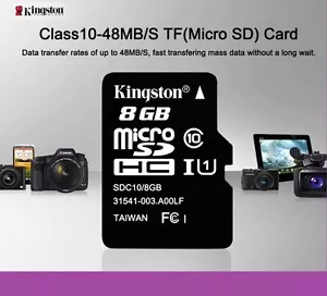 New* Original Kingston 8GB Class10 Micro SD memory Card - Picture 1 of 1