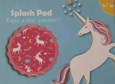 Alfombra para salpicaduras y rociadores al aire libre unicornio unisex niños verano diversión acuática 67" rosa Foto 1 de 3