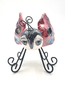 Whimsical Ceramic Ladybug Tealight Candle Holder Metal Legs Floral Design 4 3/4" - Picture 1 of 13