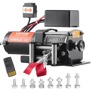 VEVOR 12m Elektrische Seilwinde 12V 1361KG Elektrowinde Motorwinde ATV Winde - Bild 1 von 12