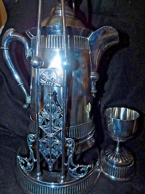 Antique Pairpoint Silverplate Silver Plate Tilting Water Pitcher On Stand Goblet • 478.44$