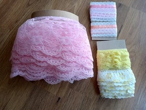 Lot Vintage colored Lace Pink lace Yellow Pach Vintage Lace Trims - Picture 1 of 4