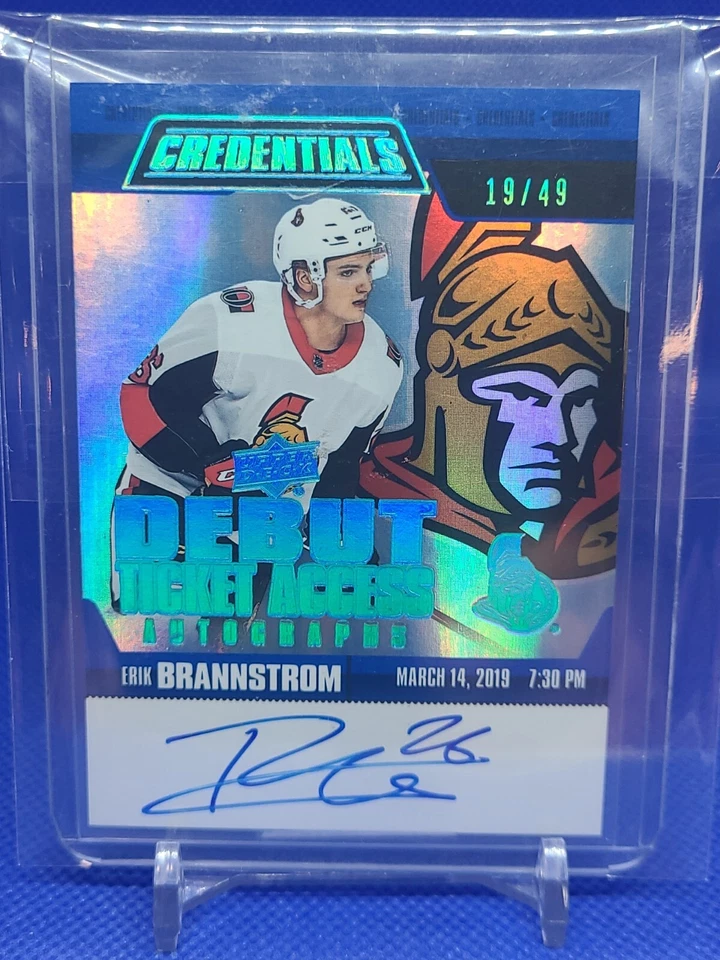 2019-20 Upper Deck Credentials Debut Ticket Erik Brannstrom /49 Ottawa Senators  - Image 1 of 1