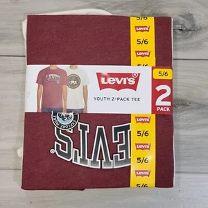 Levi's T-Shirts Youth 5/6 2 Pack Short Sleeve Graphic Logo New - Picture 1 of 4