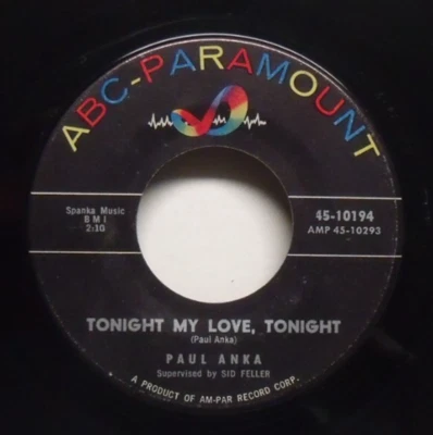 Paul Anka - Tonight My Love, Tonight - 1961 Pop 45 - Image 1 of 2
